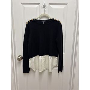 Aqua‎ Cashmere Shirttail Hem Layered Look Cashmere Sweater L19314 Women's Size M